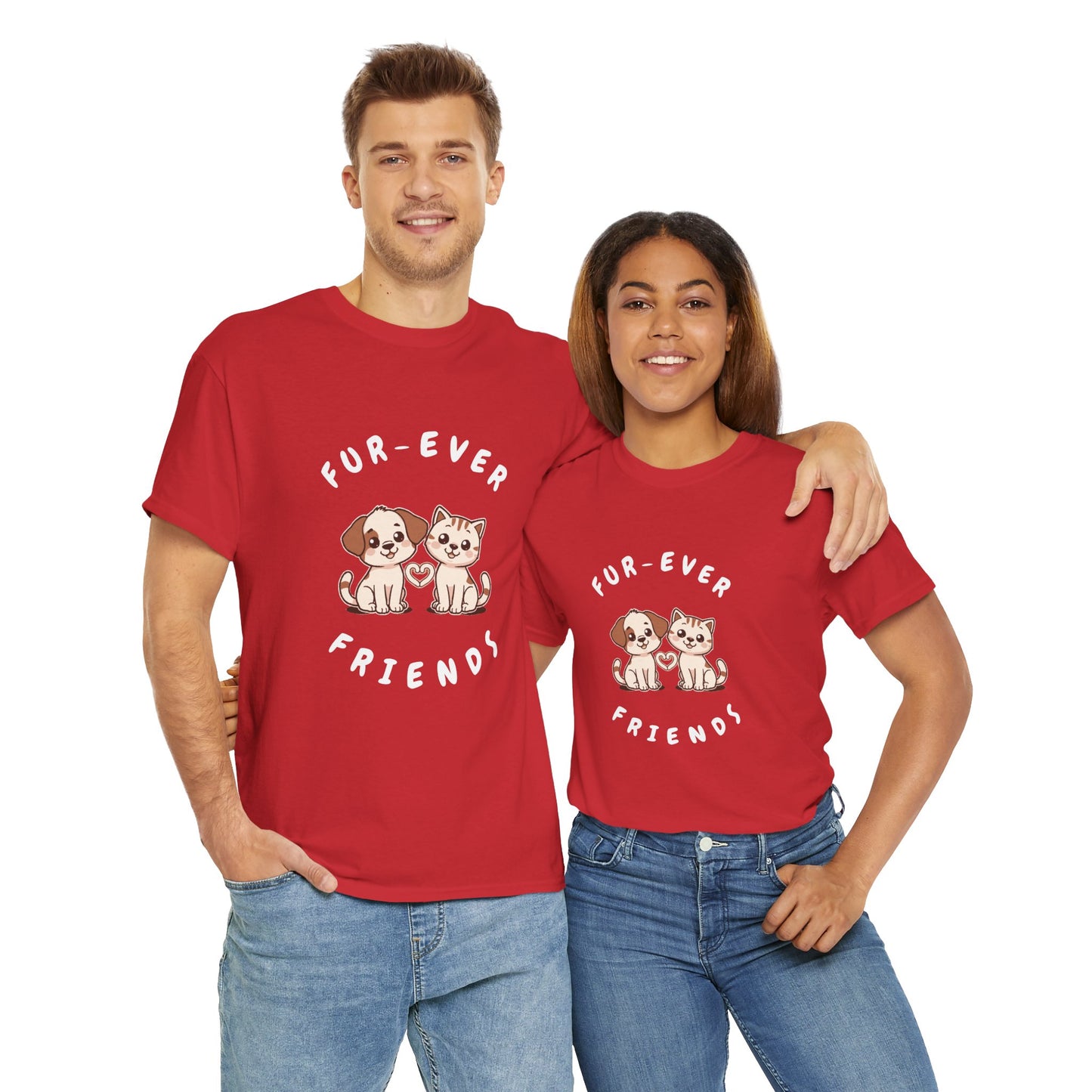 T-Shirt — “Fur-Ever Friends” Cute Puppy & Kitten Graphic Tee