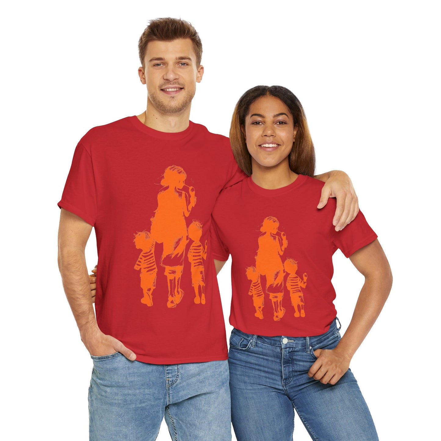 Mom Walking with Twins Ice Cream Treats Unisex Tee