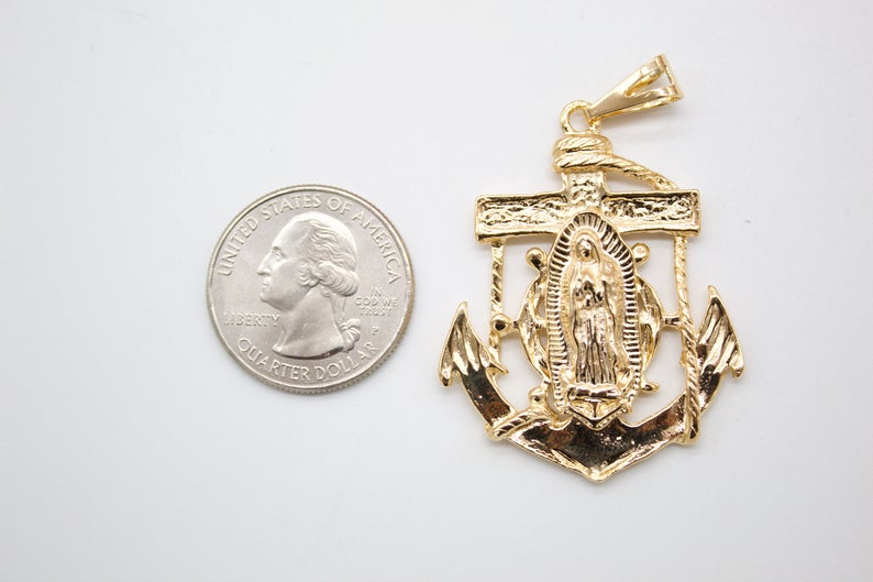 Virgin Mary Cross Anchor Pendant (A122)