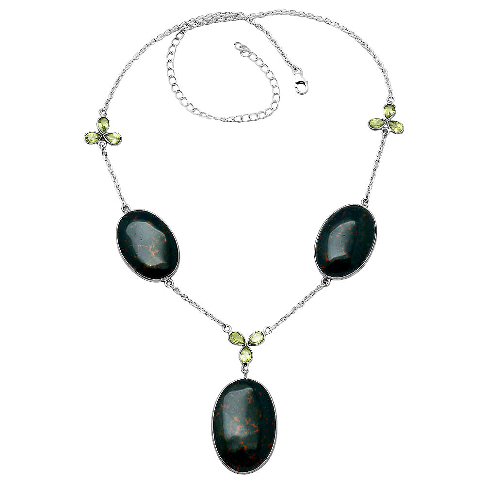 Blood Stone - India & Peridot Necklace N-1021 SDN1985