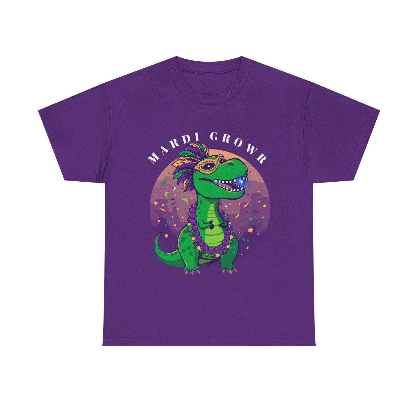 Mardi Gator T-Shirt — Cute Mardi Gras Dinosaur Tee with Beads & Mask