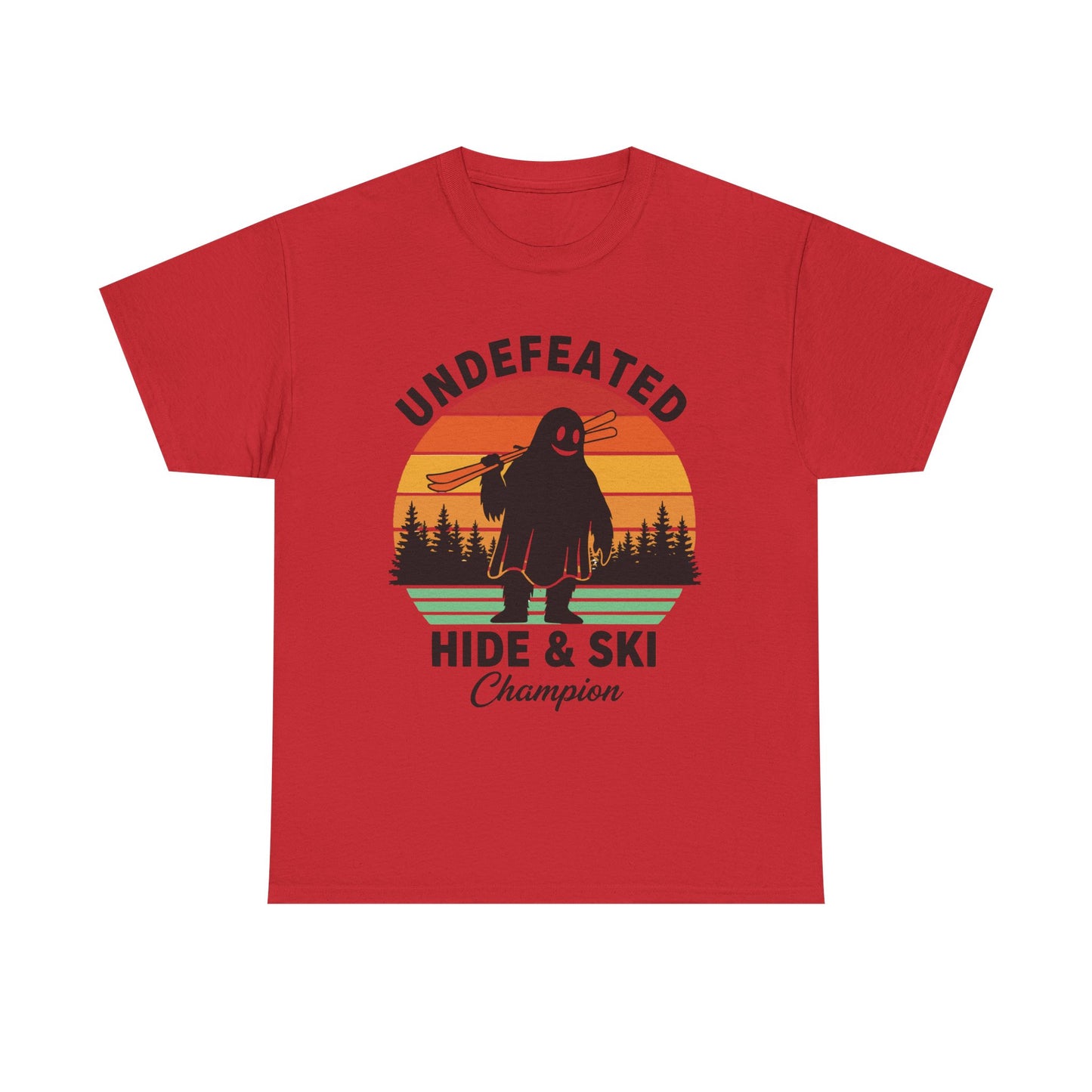 Hide & Ski Champion T‑Shirt — 'Undefeated' Vintage Skiing Graphic Tee