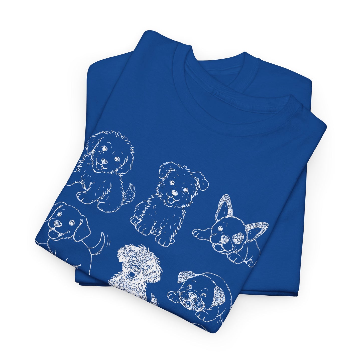 Cute Puppy Illustration Unisex Heavy Cotton Tee, Animal Lover Gift, Pet Owner Shirt, Casual Everyday Wear, Fun Gift for Dog Lovers
