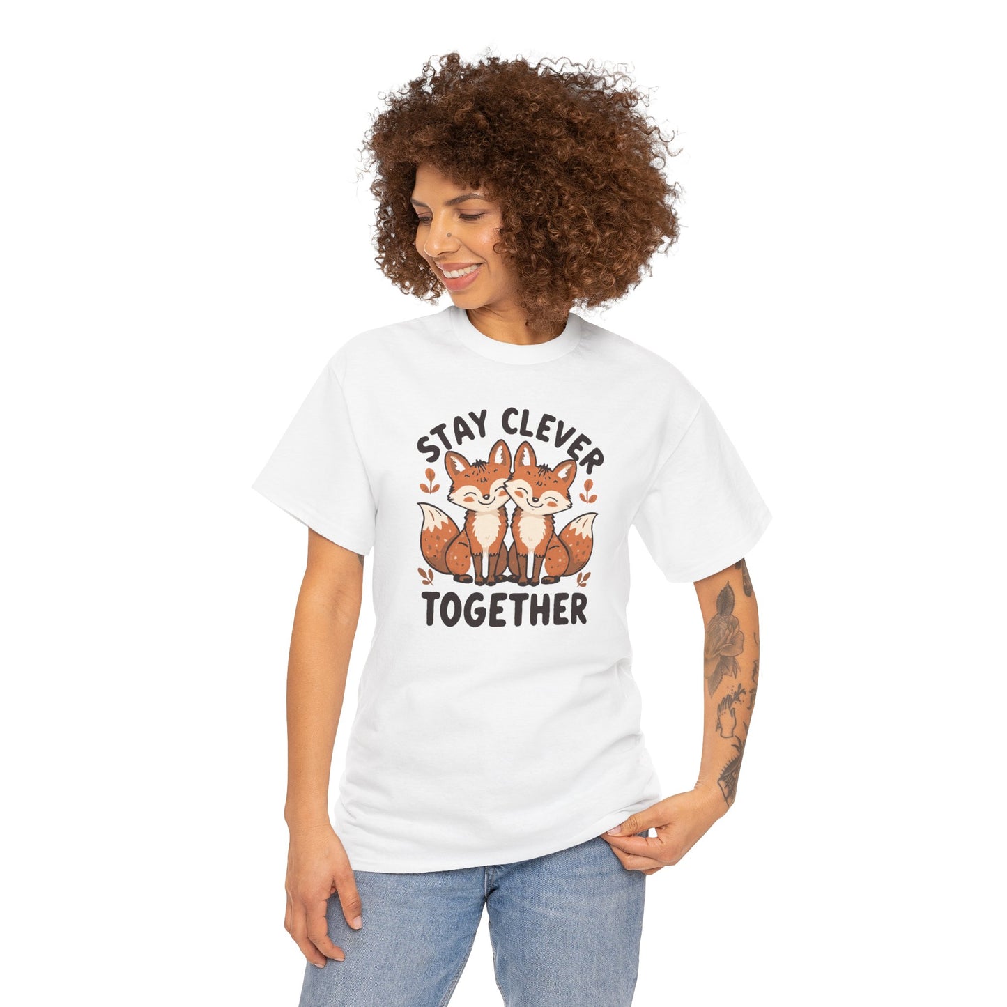 Stay Clever Together Fox T-Shirt — Cute Matching Friends Tee