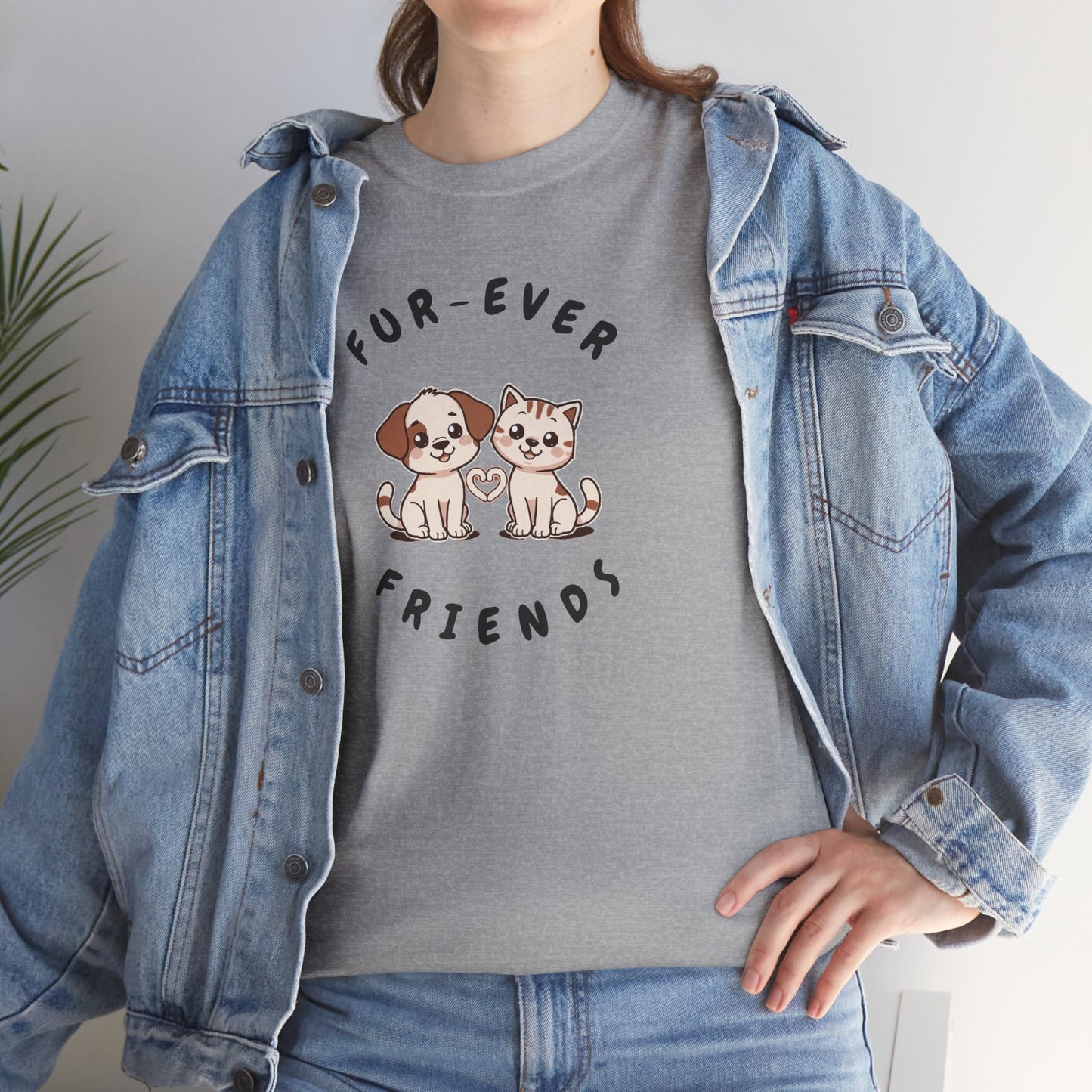 T-Shirt — “Fur-Ever Friends” Cute Puppy & Kitten Graphic Tee