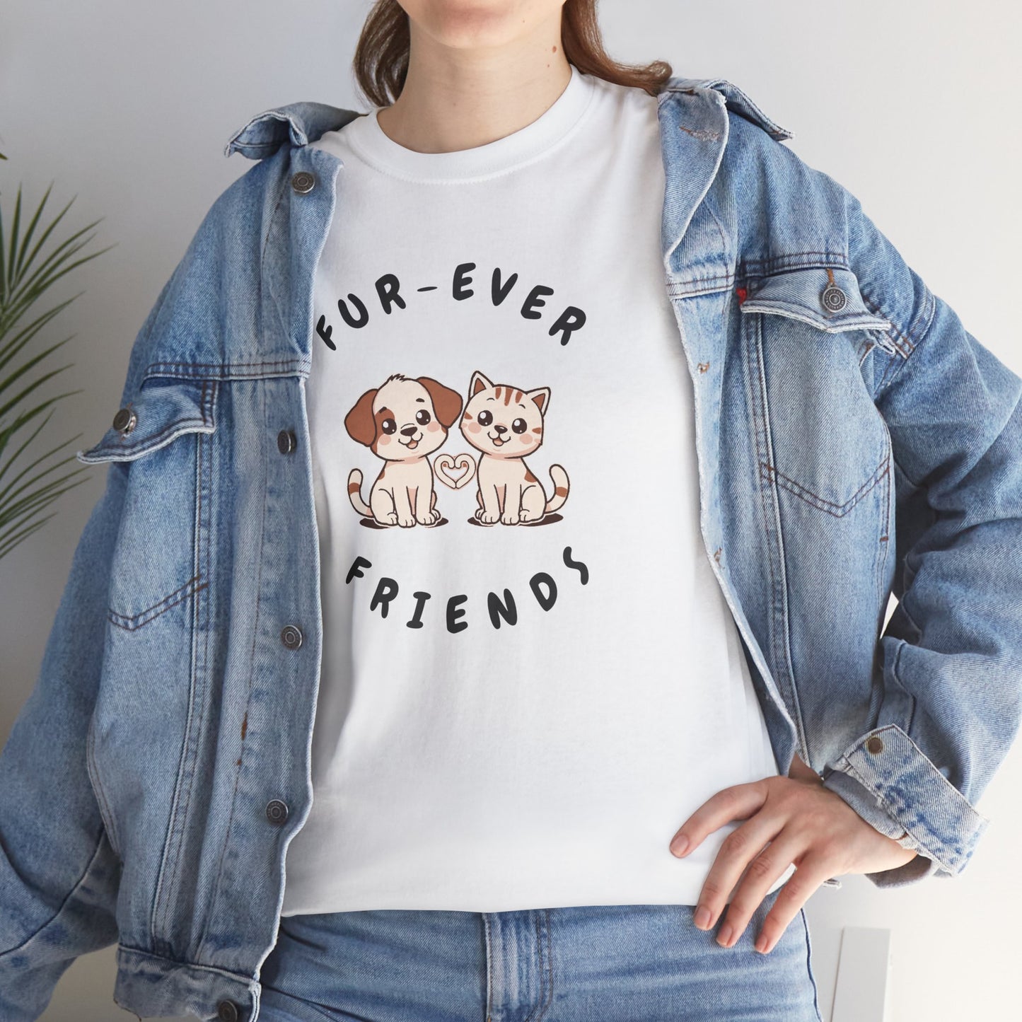 T-Shirt — “Fur-Ever Friends” Cute Puppy & Kitten Graphic Tee