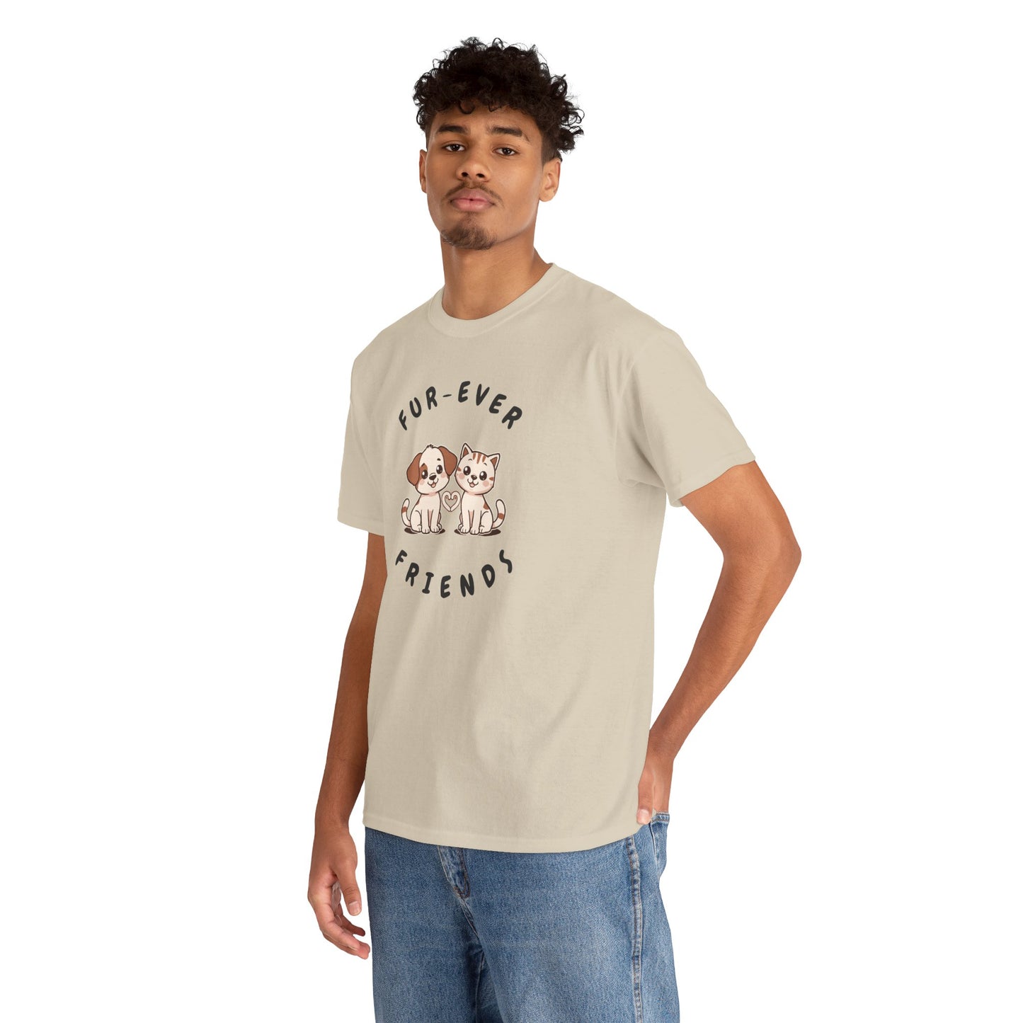 T-Shirt — “Fur-Ever Friends” Cute Puppy & Kitten Graphic Tee