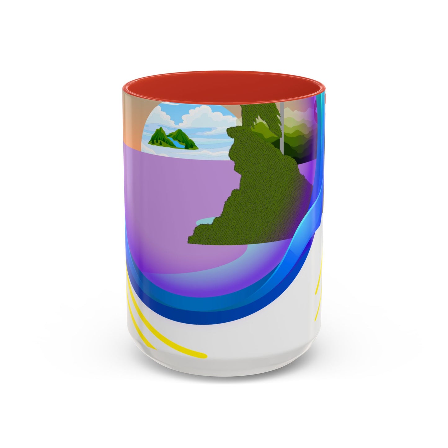 Vibrant Landscape Accent Coffee Mug, Artistic Coffee Cup, Unique Gift for Nature Lovers, Colorful Ceramic Mug, Coffee Lover's Delight