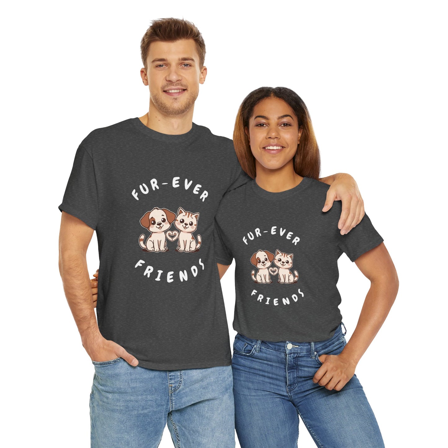 T-Shirt — “Fur-Ever Friends” Cute Puppy & Kitten Graphic Tee