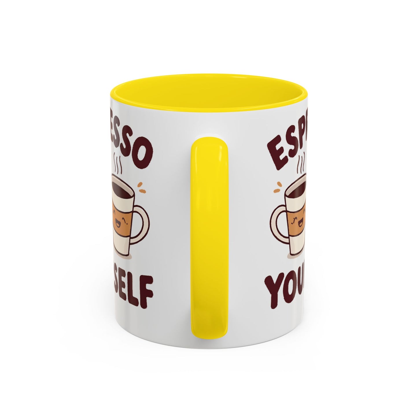 Espresso Yourself Accent Coffee Mug — Cute Coffee Pun Ceramic Mug (11/15 oz)