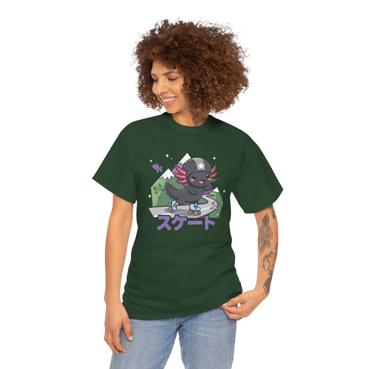 Axolotl Skate Tee — Cute Skateboarding Axolotl Graphic T-Shirt (スケート)