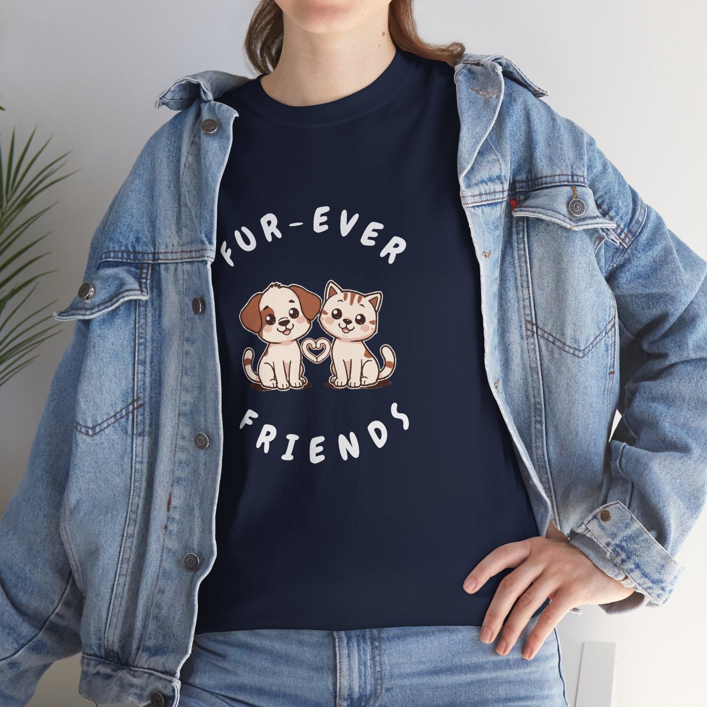 T-Shirt — “Fur-Ever Friends” Cute Puppy & Kitten Graphic Tee