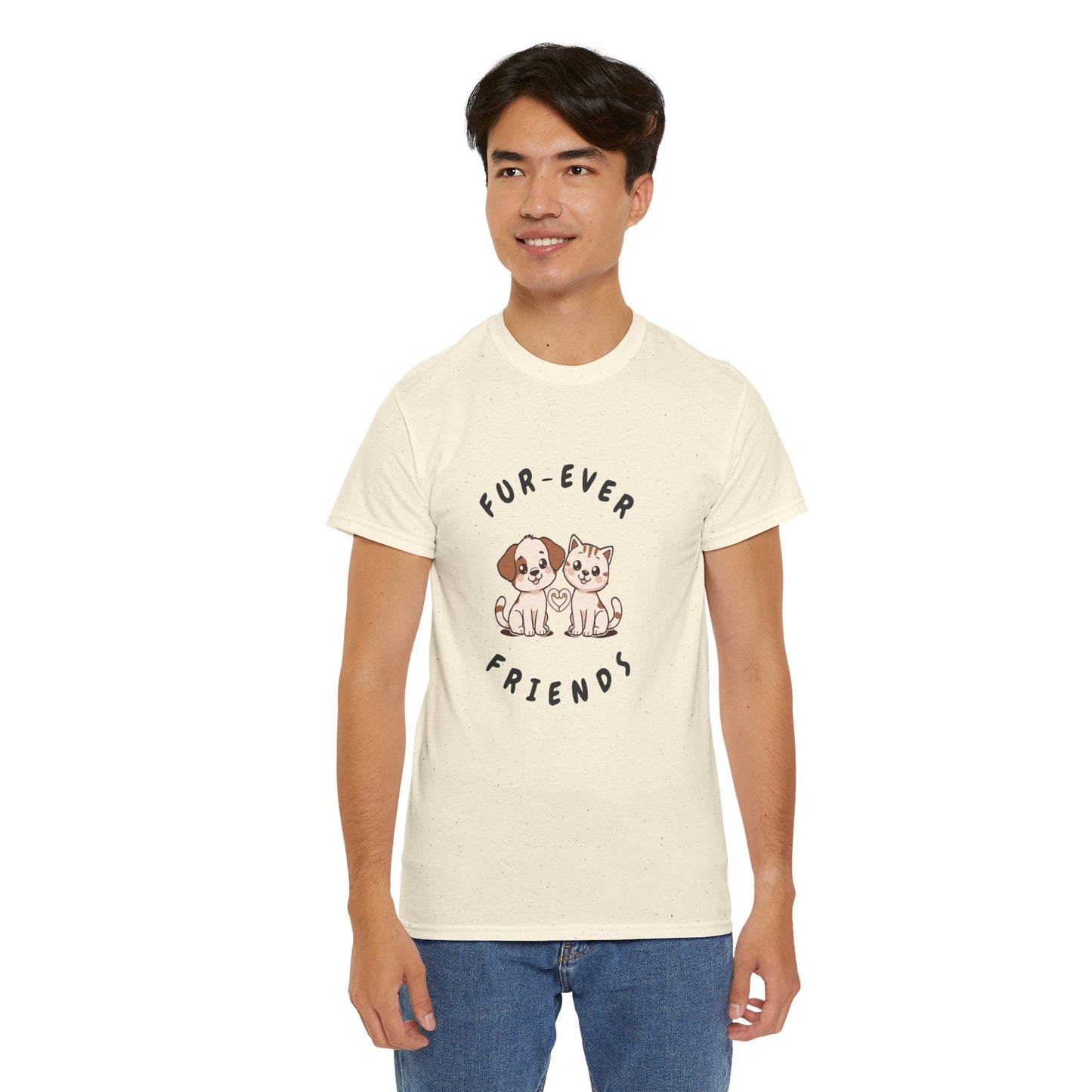 T-Shirt — “Fur-Ever Friends” Cute Puppy & Kitten Graphic Tee