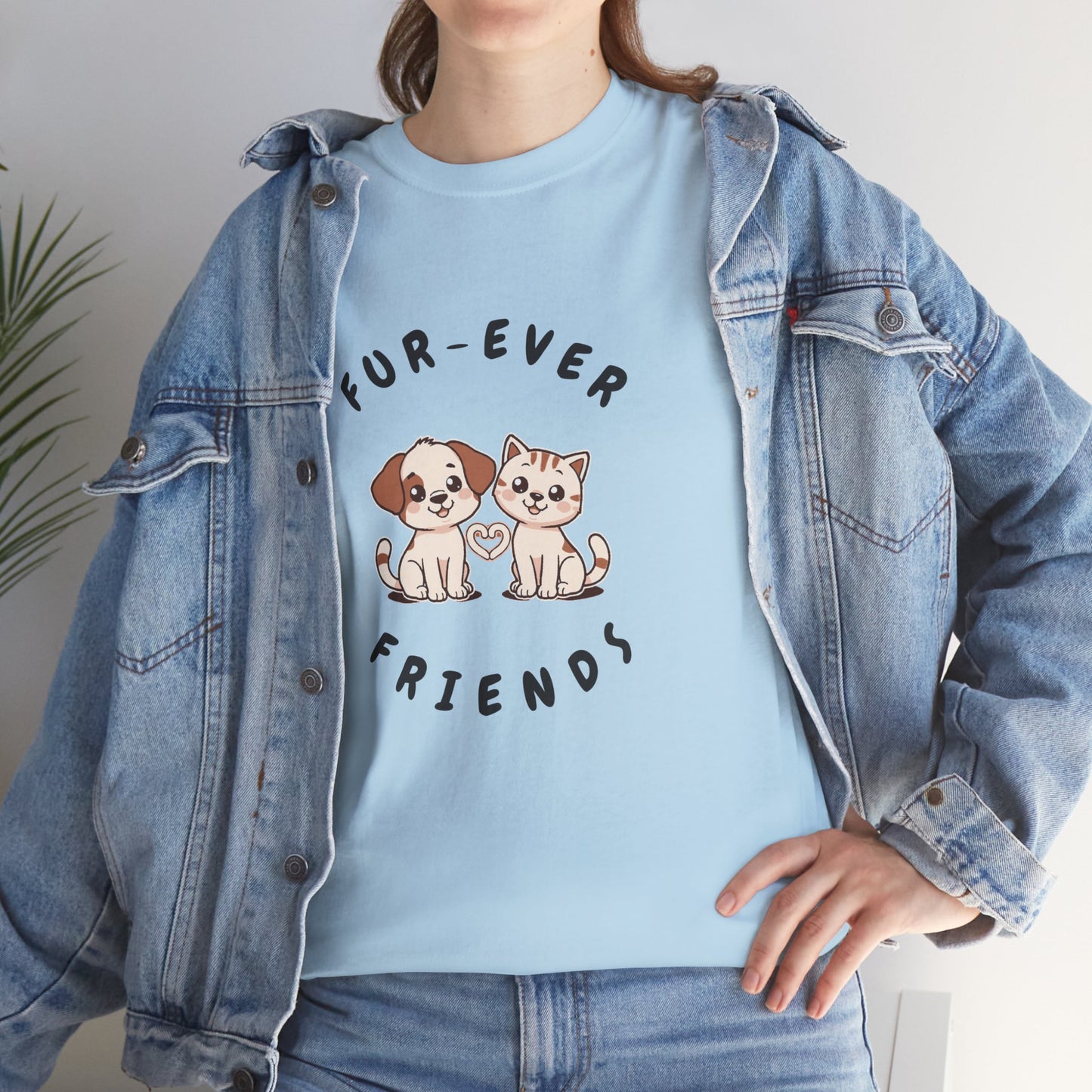 T-Shirt — “Fur-Ever Friends” Cute Puppy & Kitten Graphic Tee