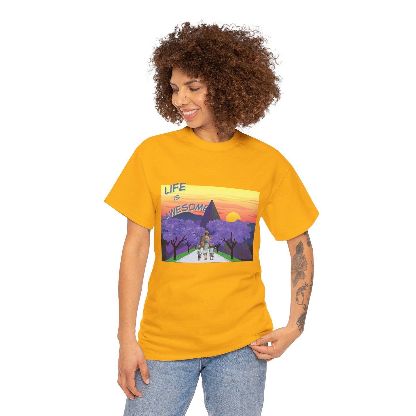 Vibrant Inspirational Tee - Life is Awesome, Unisex Cotton Shirt, Motivational Apparel, Gift for Friends, Summer Wardrobe Essential