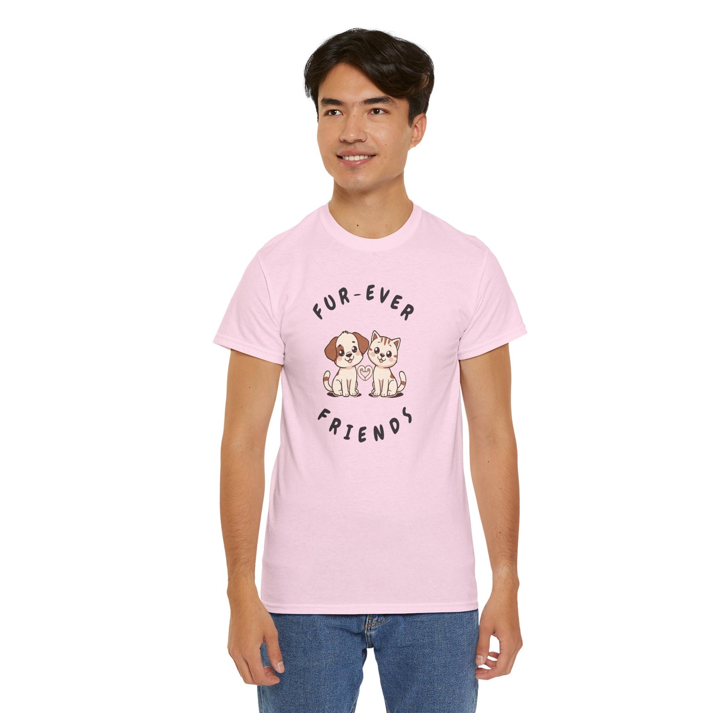 T-Shirt — “Fur-Ever Friends” Cute Puppy & Kitten Graphic Tee