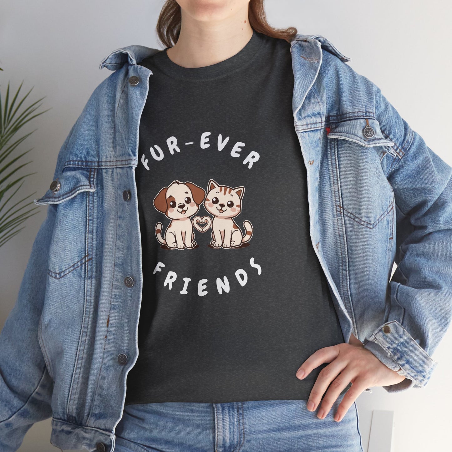 T-Shirt — “Fur-Ever Friends” Cute Puppy & Kitten Graphic Tee