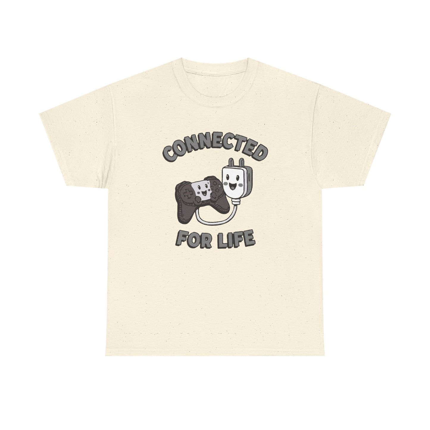 Connected For Life Tee — Retro Gamer Controller & Plug Graphic T-Shirt