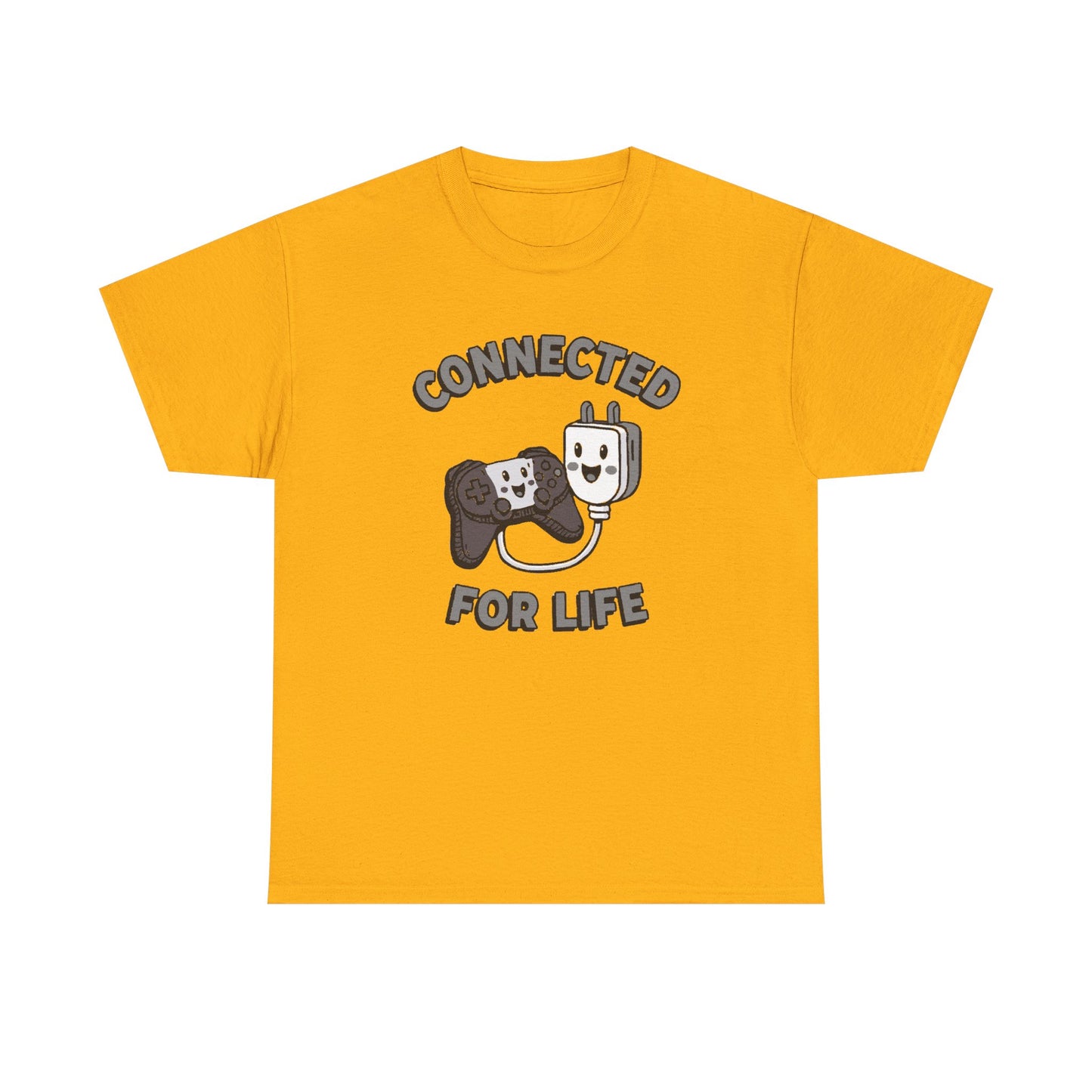 Connected For Life Tee — Retro Gamer Controller & Plug Graphic T-Shirt