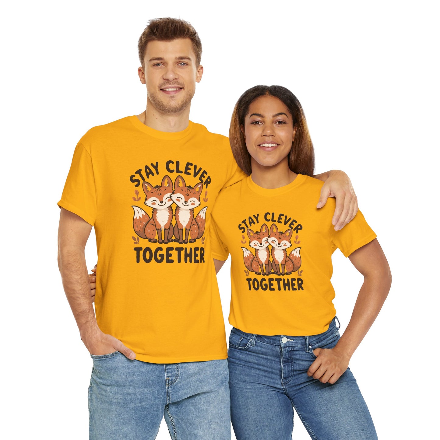 Stay Clever Together Fox T-Shirt — Cute Matching Friends Tee