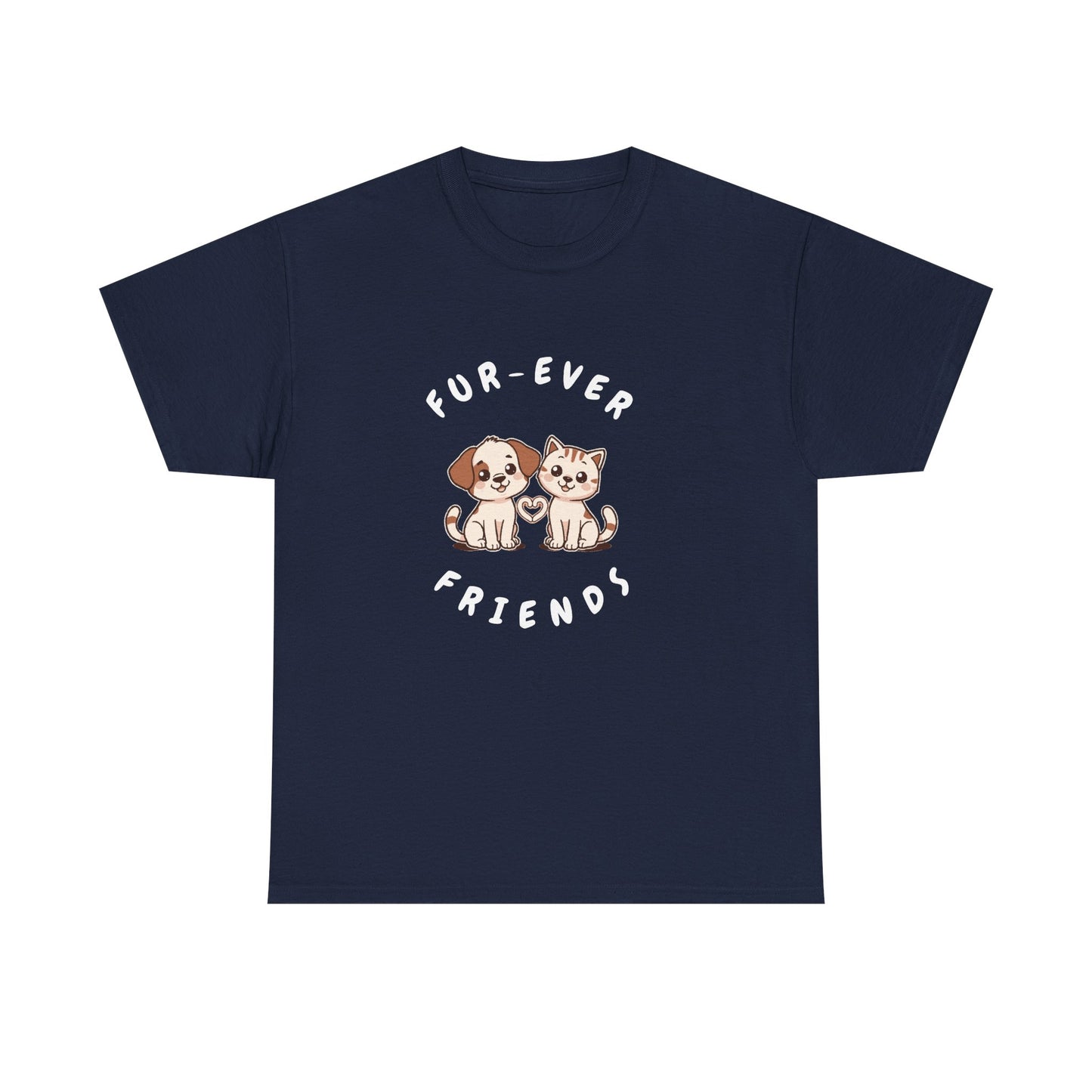 T-Shirt — “Fur-Ever Friends” Cute Puppy & Kitten Graphic Tee