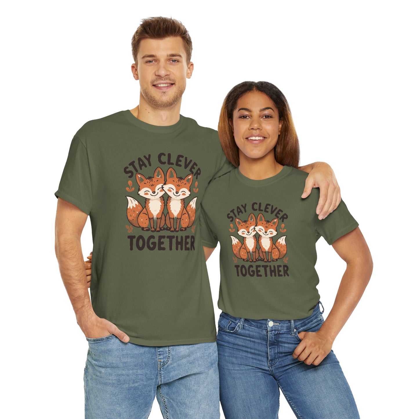 Stay Clever Together Fox T-Shirt — Cute Matching Friends Tee