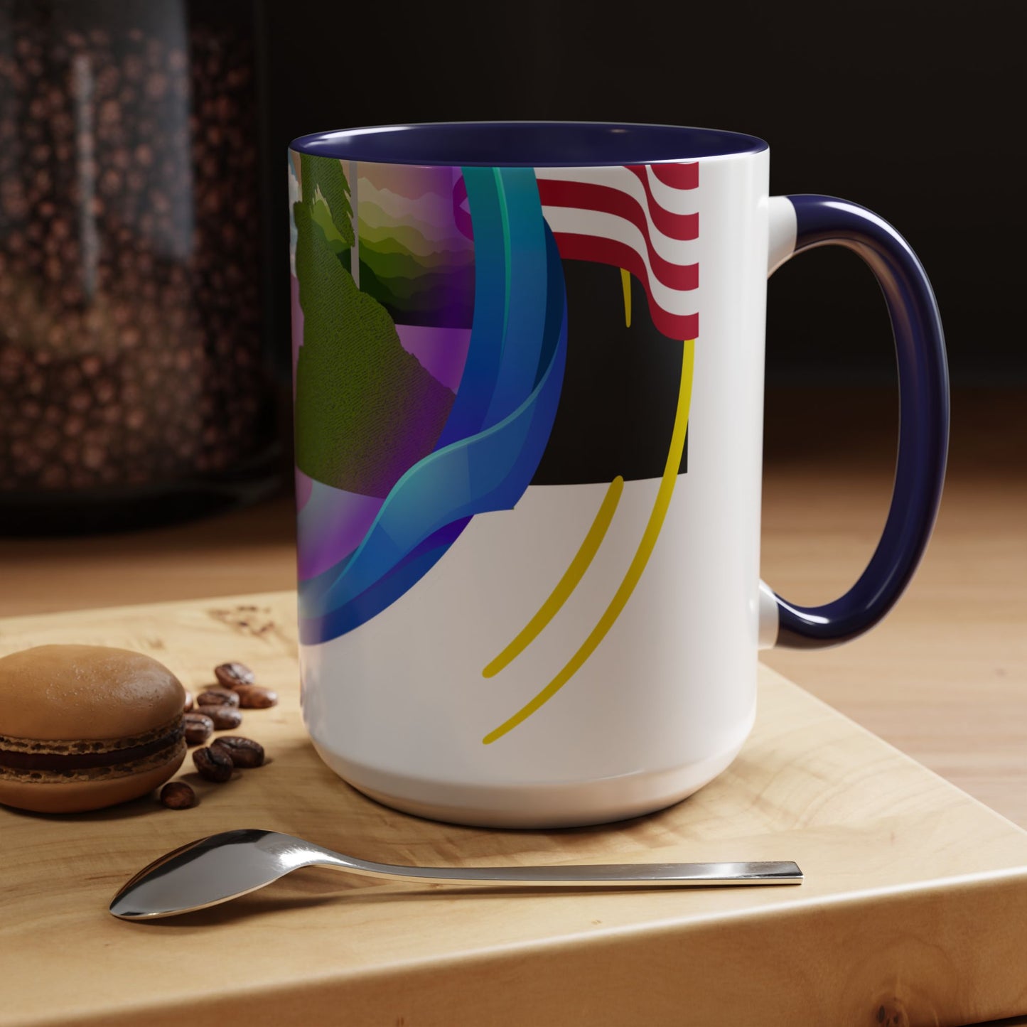 Vibrant Landscape Accent Coffee Mug, Artistic Coffee Cup, Unique Gift for Nature Lovers, Colorful Ceramic Mug, Coffee Lover's Delight