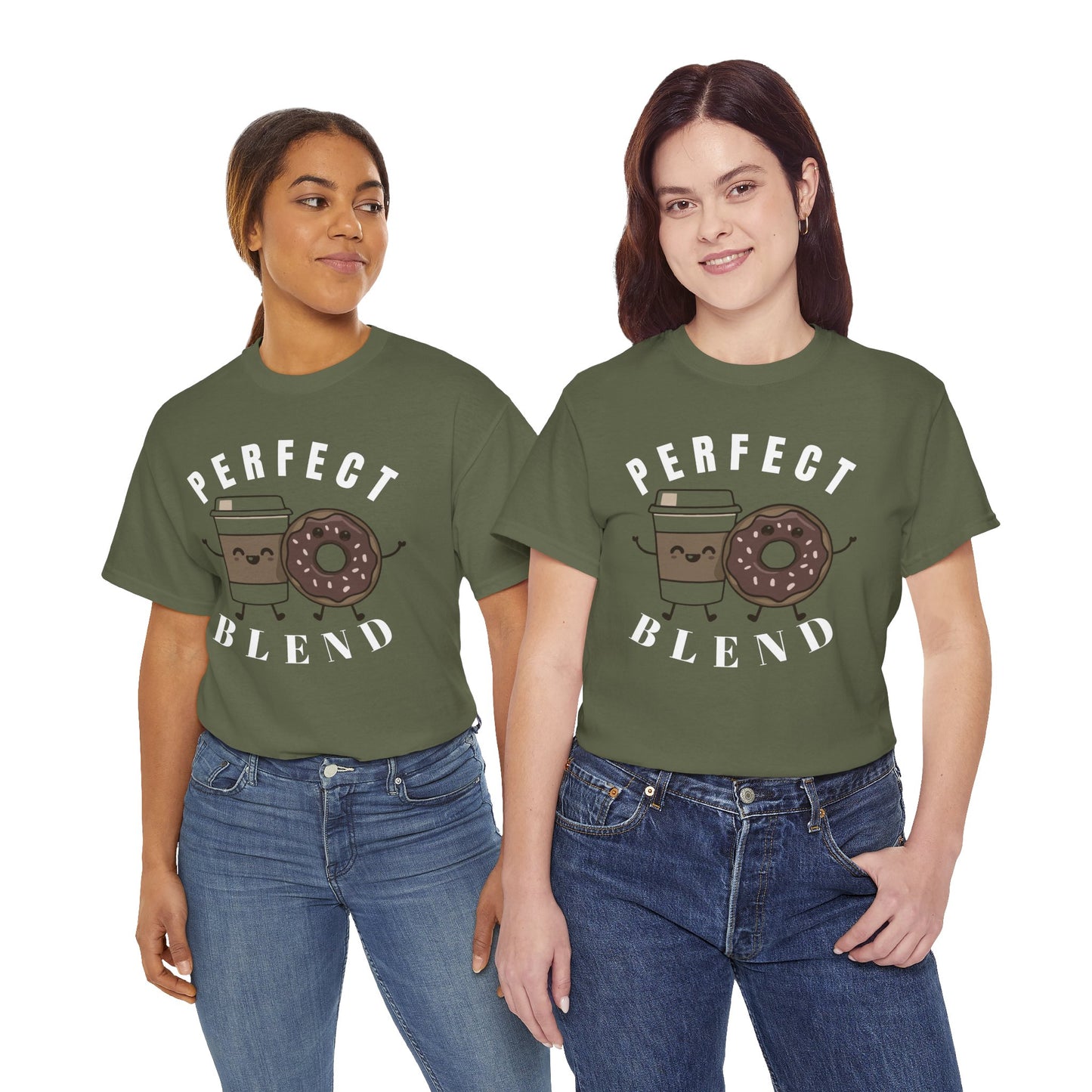 Perfect Blend Coffee & Donut Tee — Cute Matching Breakfast Graphic Shirt