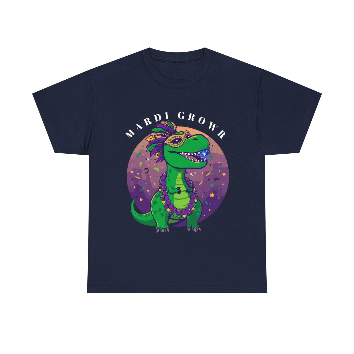 Mardi Gator T-Shirt — Cute Mardi Gras Dinosaur Tee with Beads & Mask
