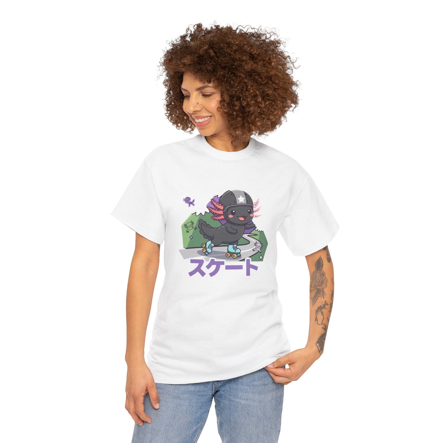 Axolotl Skate Tee — Cute Skateboarding Axolotl Graphic T-Shirt (スケート)