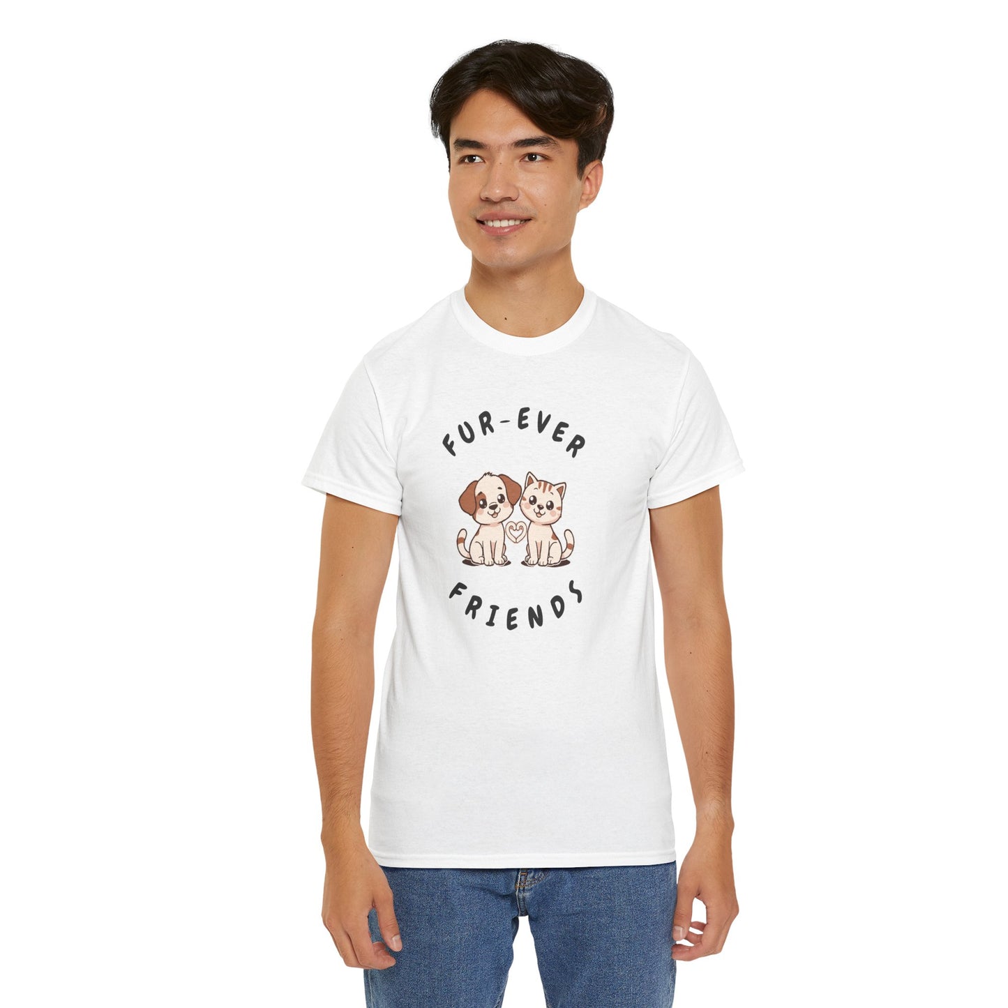 T-Shirt — “Fur-Ever Friends” Cute Puppy & Kitten Graphic Tee