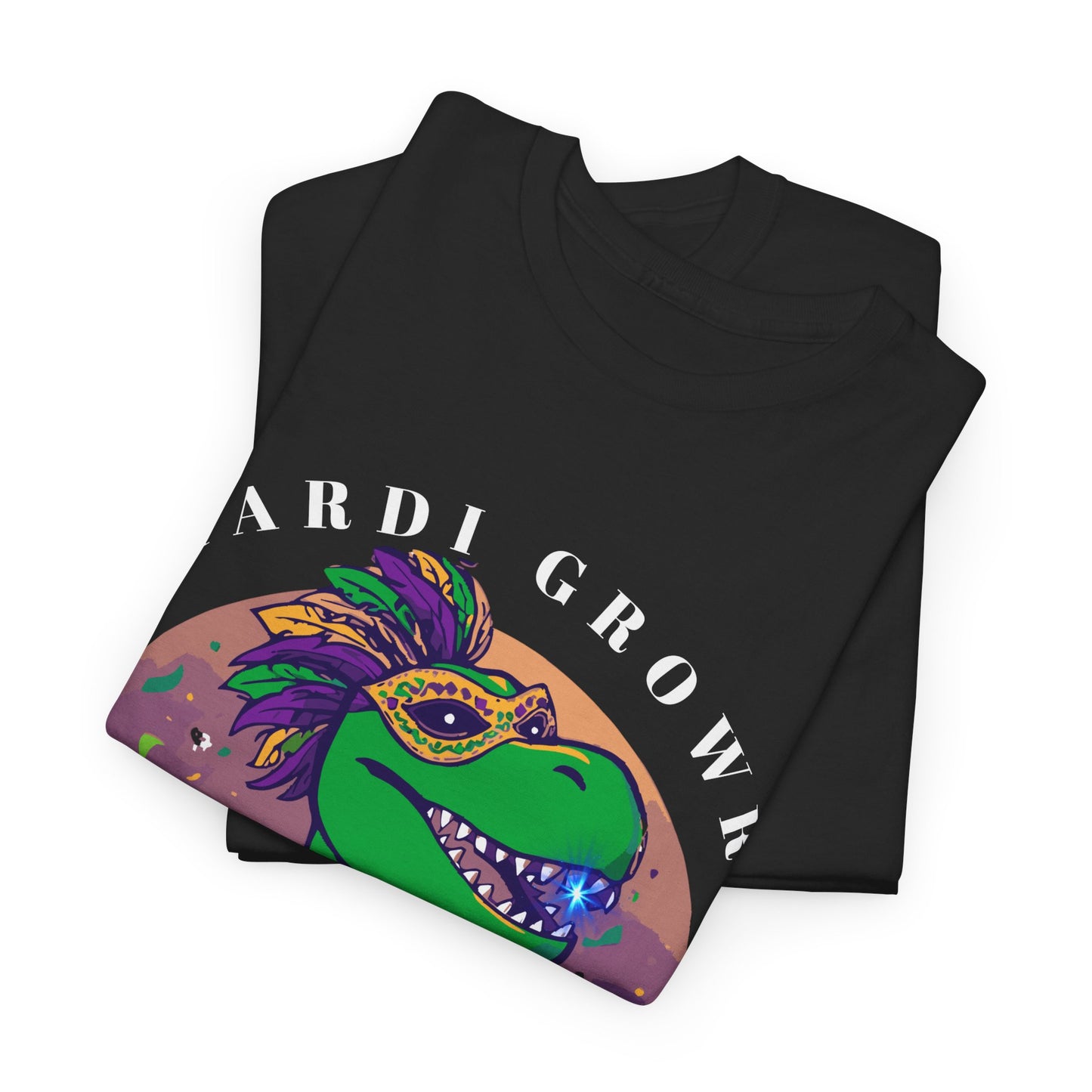 Mardi Gator T-Shirt — Cute Mardi Gras Dinosaur Tee with Beads & Mask