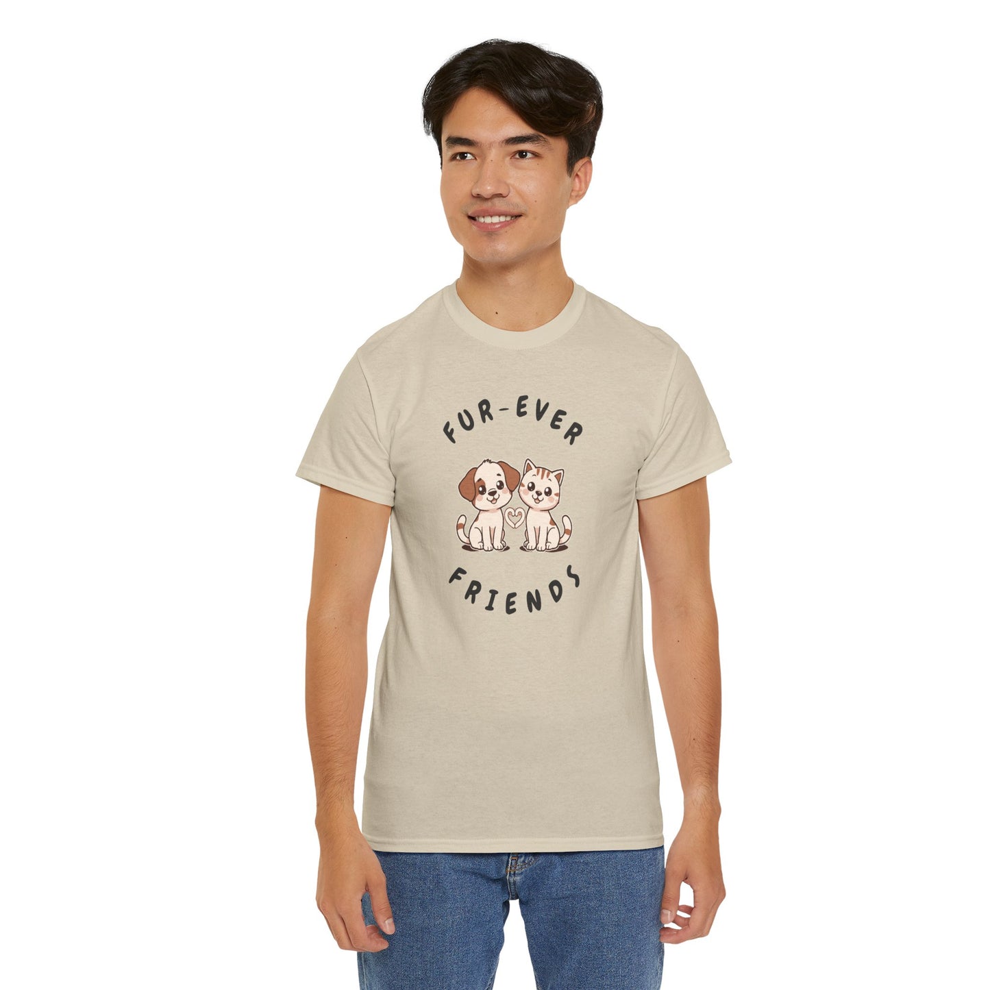 T-Shirt — “Fur-Ever Friends” Cute Puppy & Kitten Graphic Tee