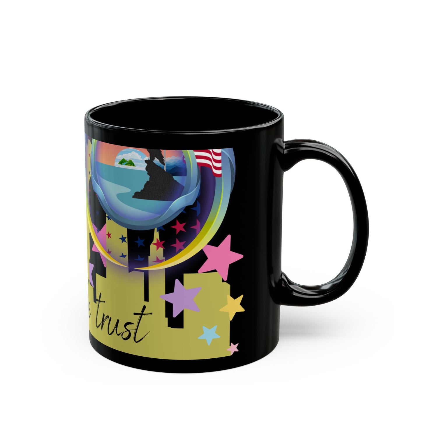 Inspirational Black Mug - 'In God We Trust' Coffee Cup, Faith Mug, Motivational Gift, Office Decor, Prayer Mug, Spiritual Art