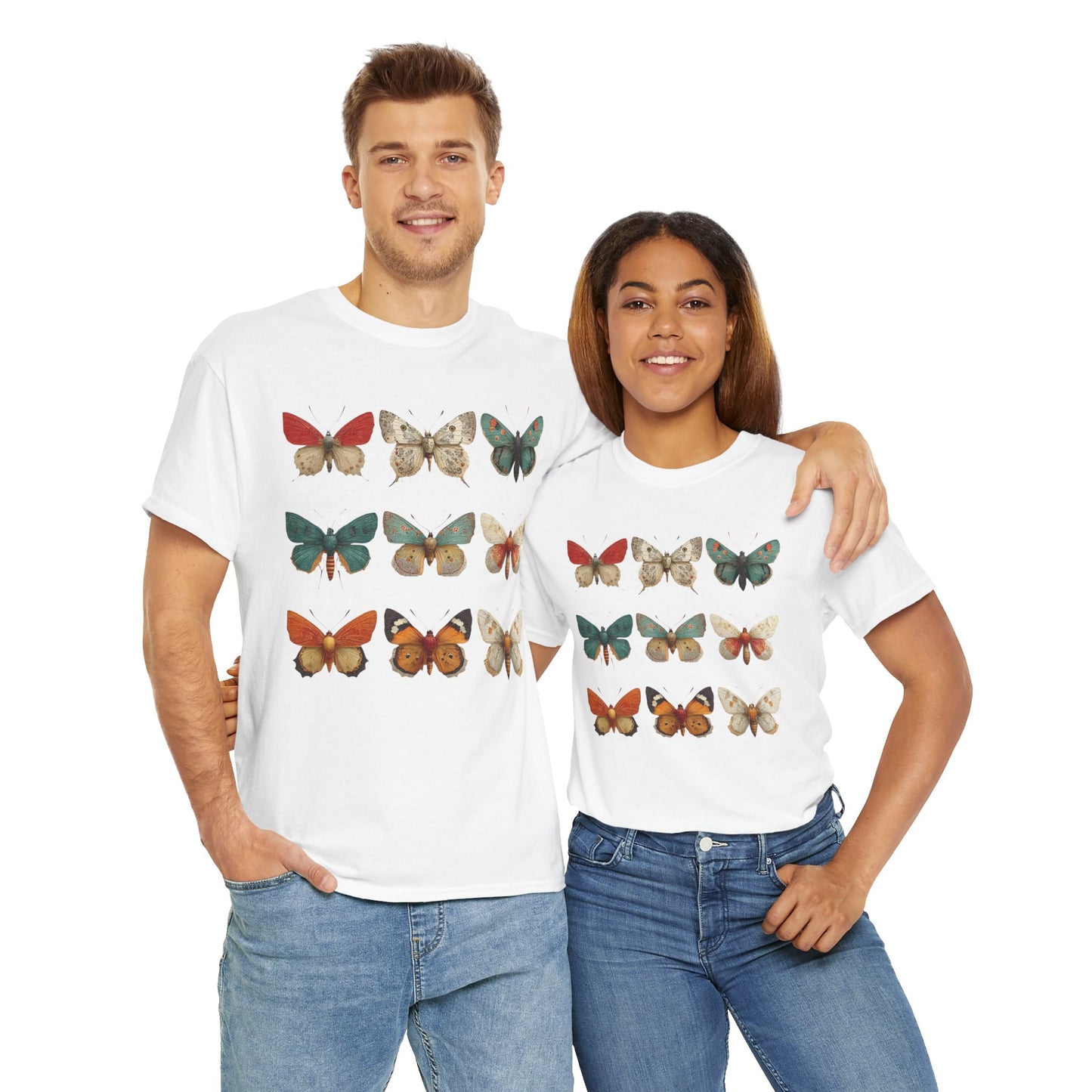 Butterfly Garden Unisex Tee, Nature Lover Shirt, Boho Style Cotton Tee, Gifts for Her, Summer Fashion, Vintage Butterfly Design