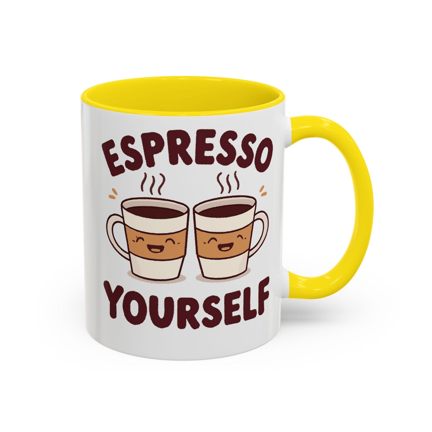 Espresso Yourself Accent Coffee Mug — Cute Coffee Pun Ceramic Mug (11/15 oz)