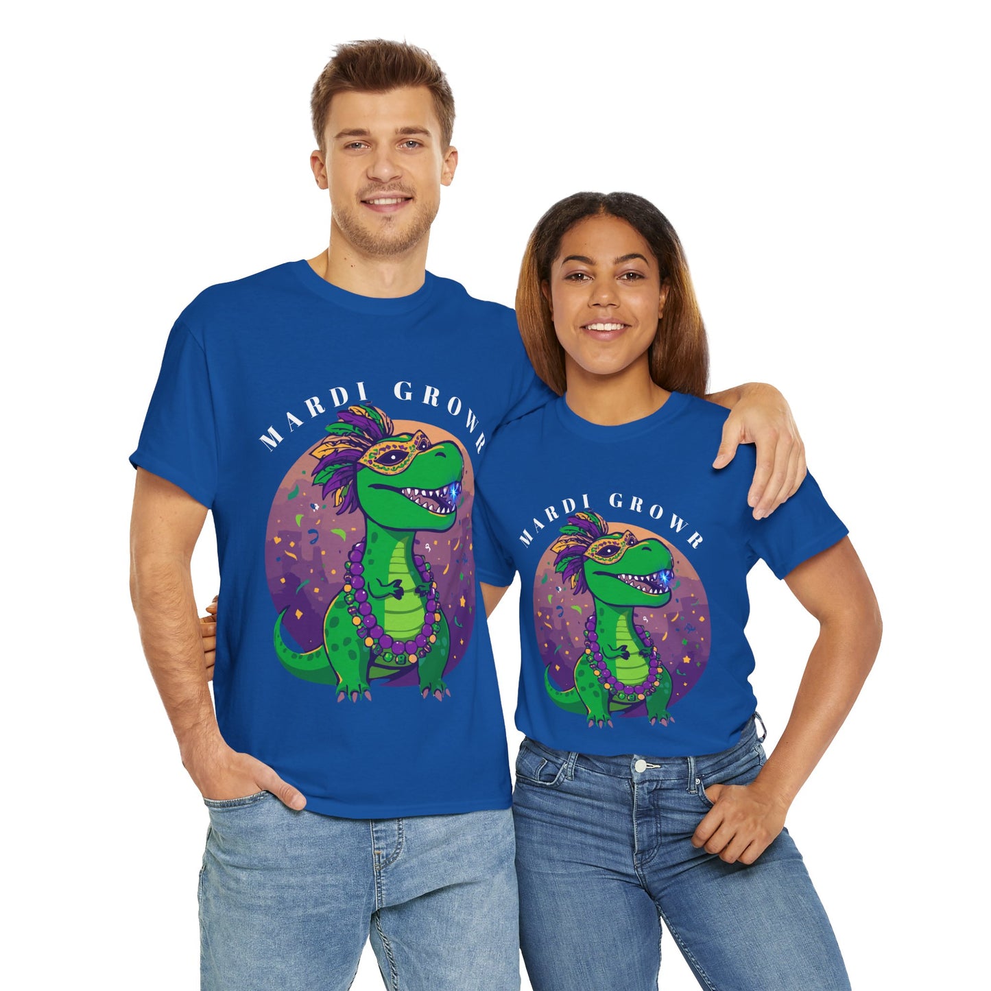 Mardi Gator T-Shirt — Cute Mardi Gras Dinosaur Tee with Beads & Mask