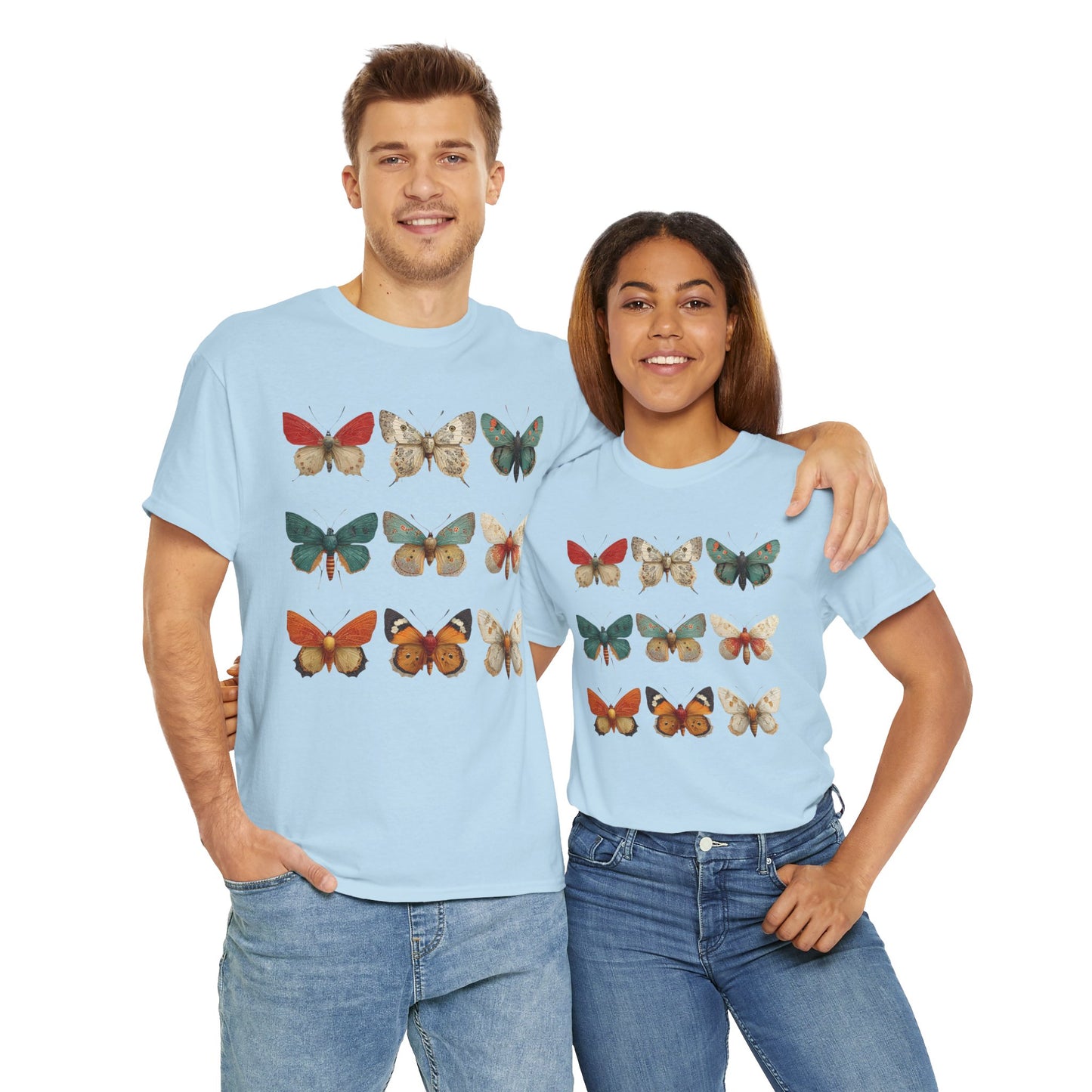 Butterfly Garden Unisex Tee, Nature Lover Shirt, Boho Style Cotton Tee, Gifts for Her, Summer Fashion, Vintage Butterfly Design