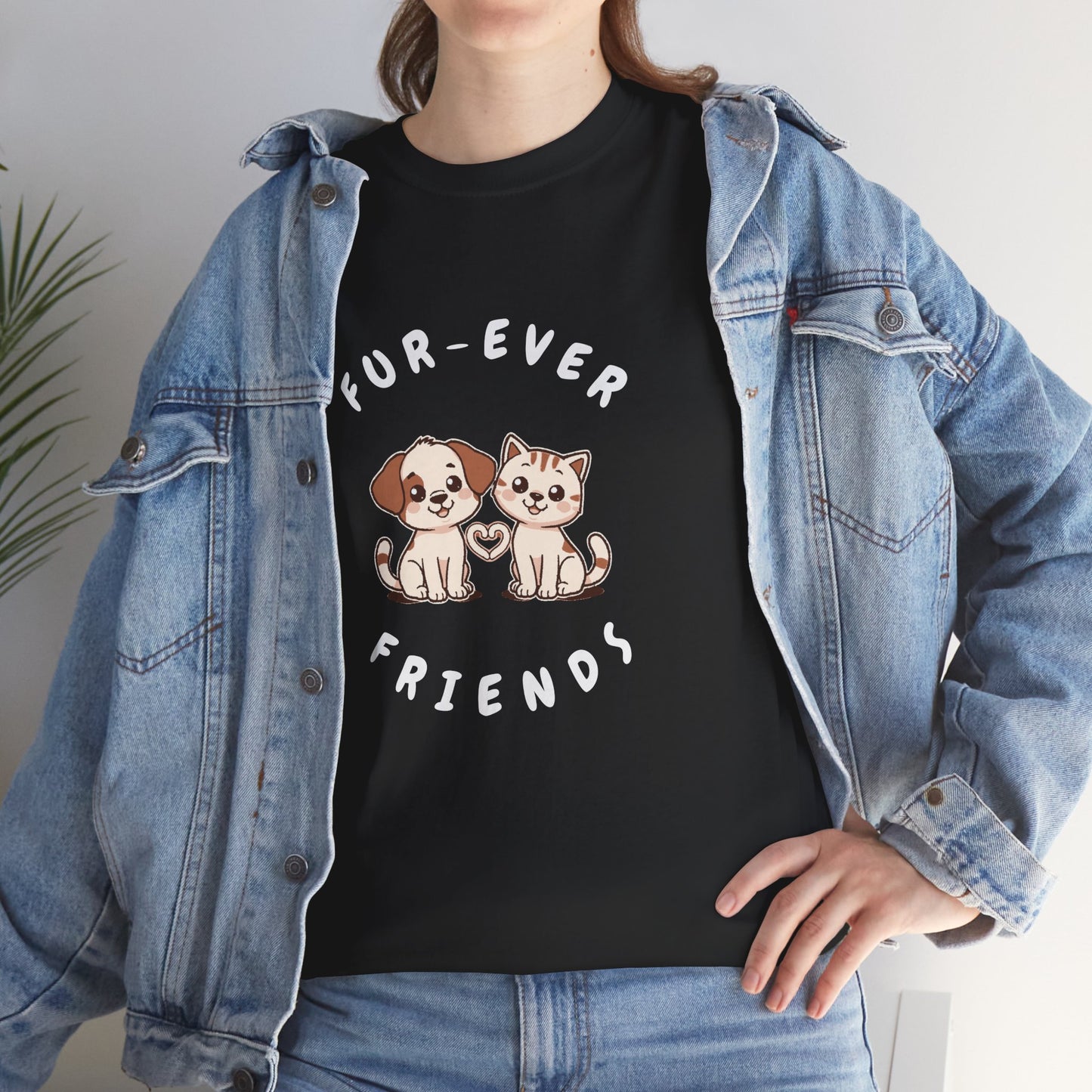 T-Shirt — “Fur-Ever Friends” Cute Puppy & Kitten Graphic Tee