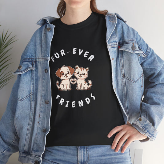 T-Shirt — “Fur-Ever Friends” Cute Puppy & Kitten Graphic Tee