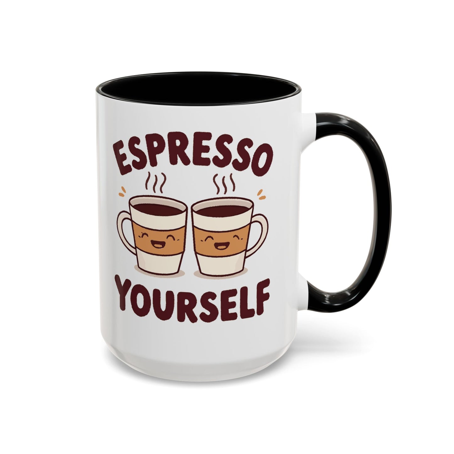 Espresso Yourself Accent Coffee Mug — Cute Coffee Pun Ceramic Mug (11/15 oz)
