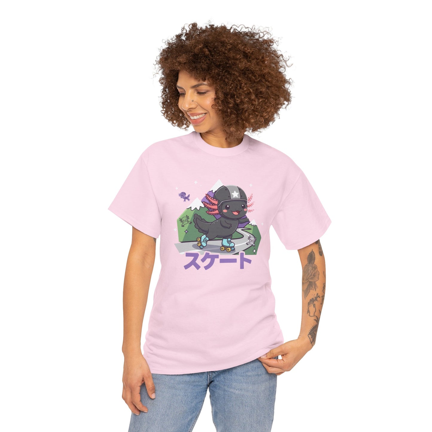 Axolotl Skate Tee — Cute Skateboarding Axolotl Graphic T-Shirt (スケート)