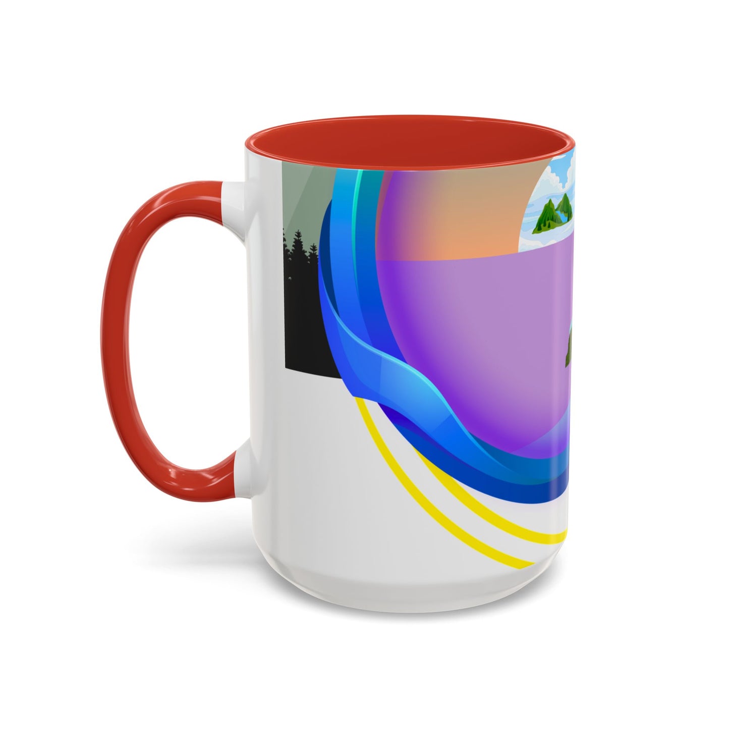 Vibrant Landscape Accent Coffee Mug, Artistic Coffee Cup, Unique Gift for Nature Lovers, Colorful Ceramic Mug, Coffee Lover's Delight