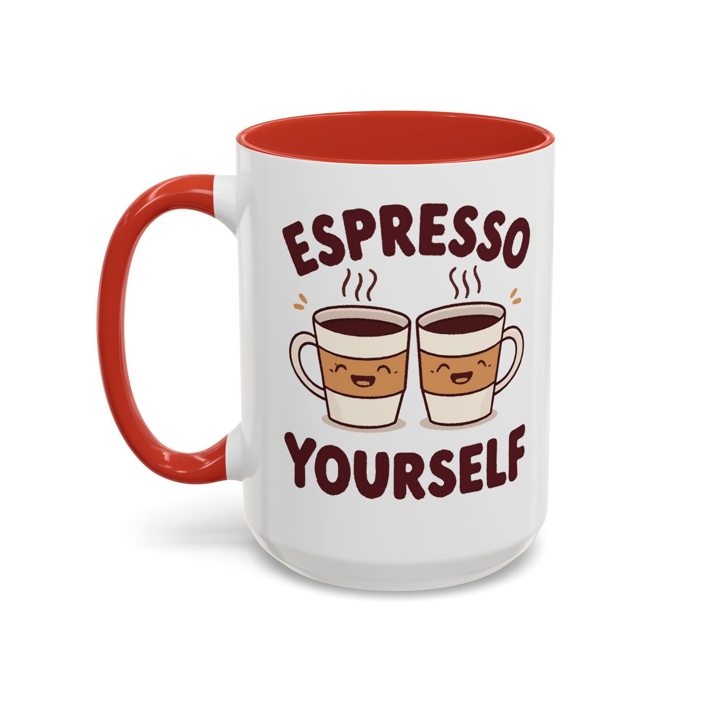 Espresso Yourself Accent Coffee Mug — Cute Coffee Pun Ceramic Mug (11/15 oz)