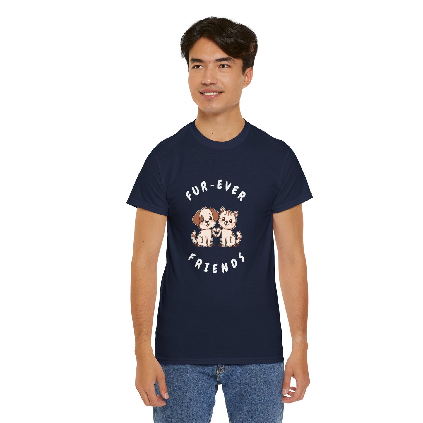 T-Shirt — “Fur-Ever Friends” Cute Puppy & Kitten Graphic Tee