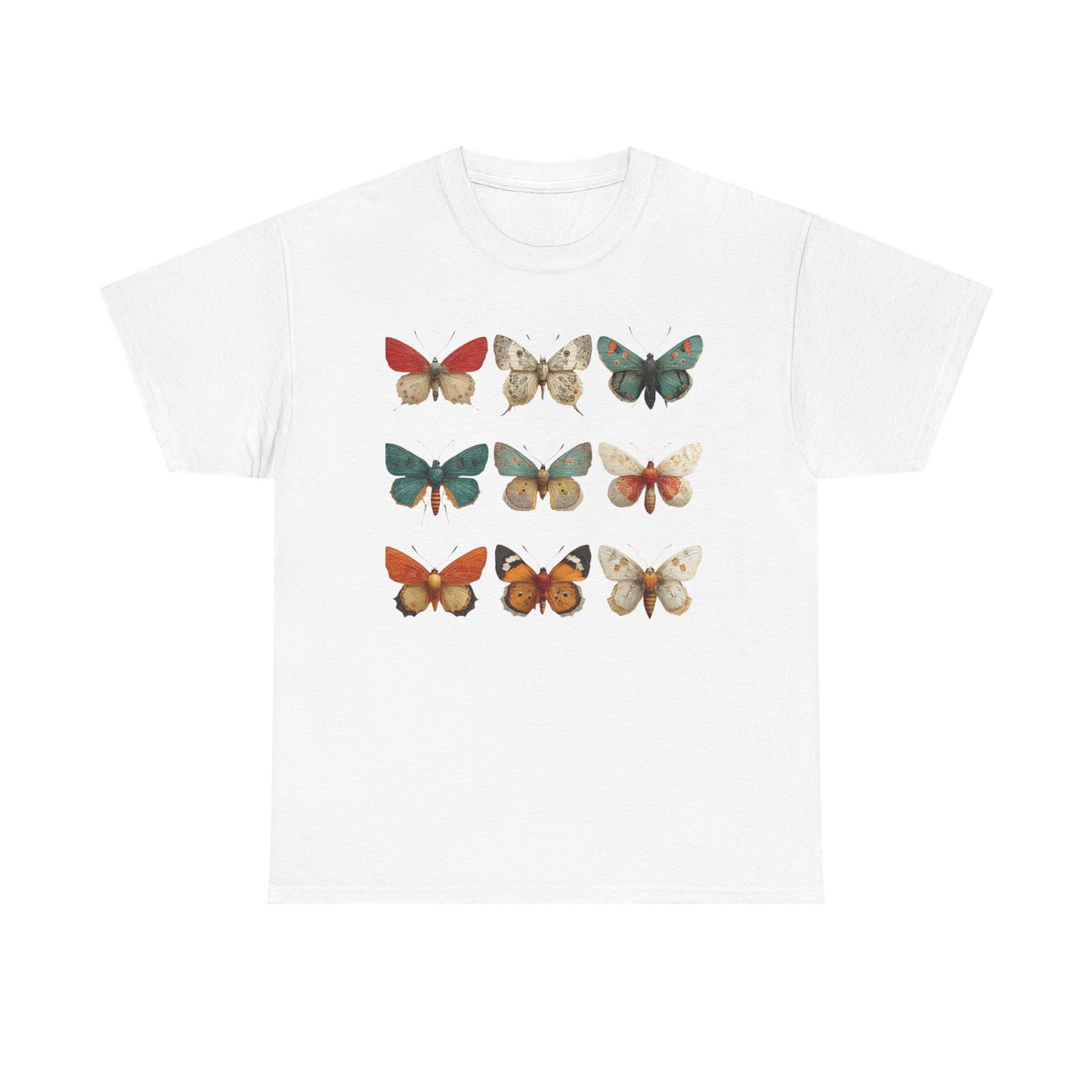 Butterfly Garden Unisex Tee, Nature Lover Shirt, Boho Style Cotton Tee, Gifts for Her, Summer Fashion, Vintage Butterfly Design