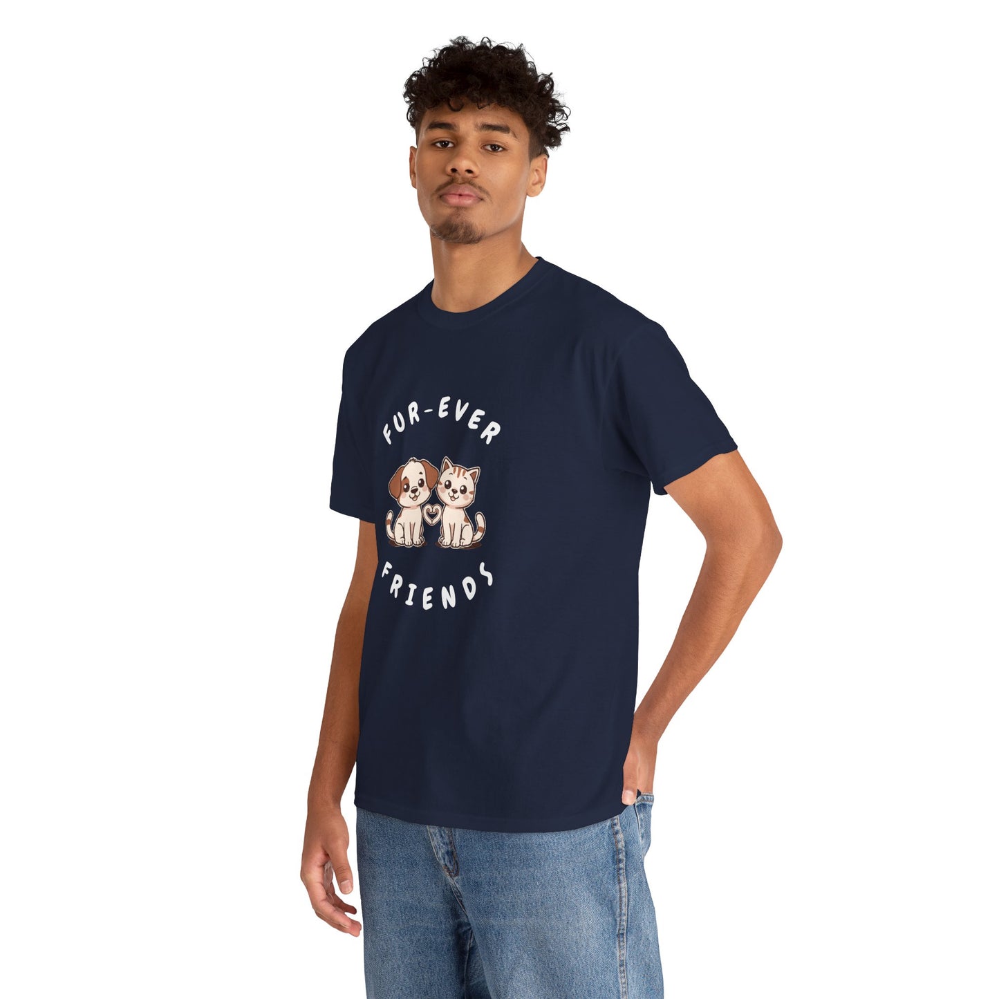 T-Shirt — “Fur-Ever Friends” Cute Puppy & Kitten Graphic Tee