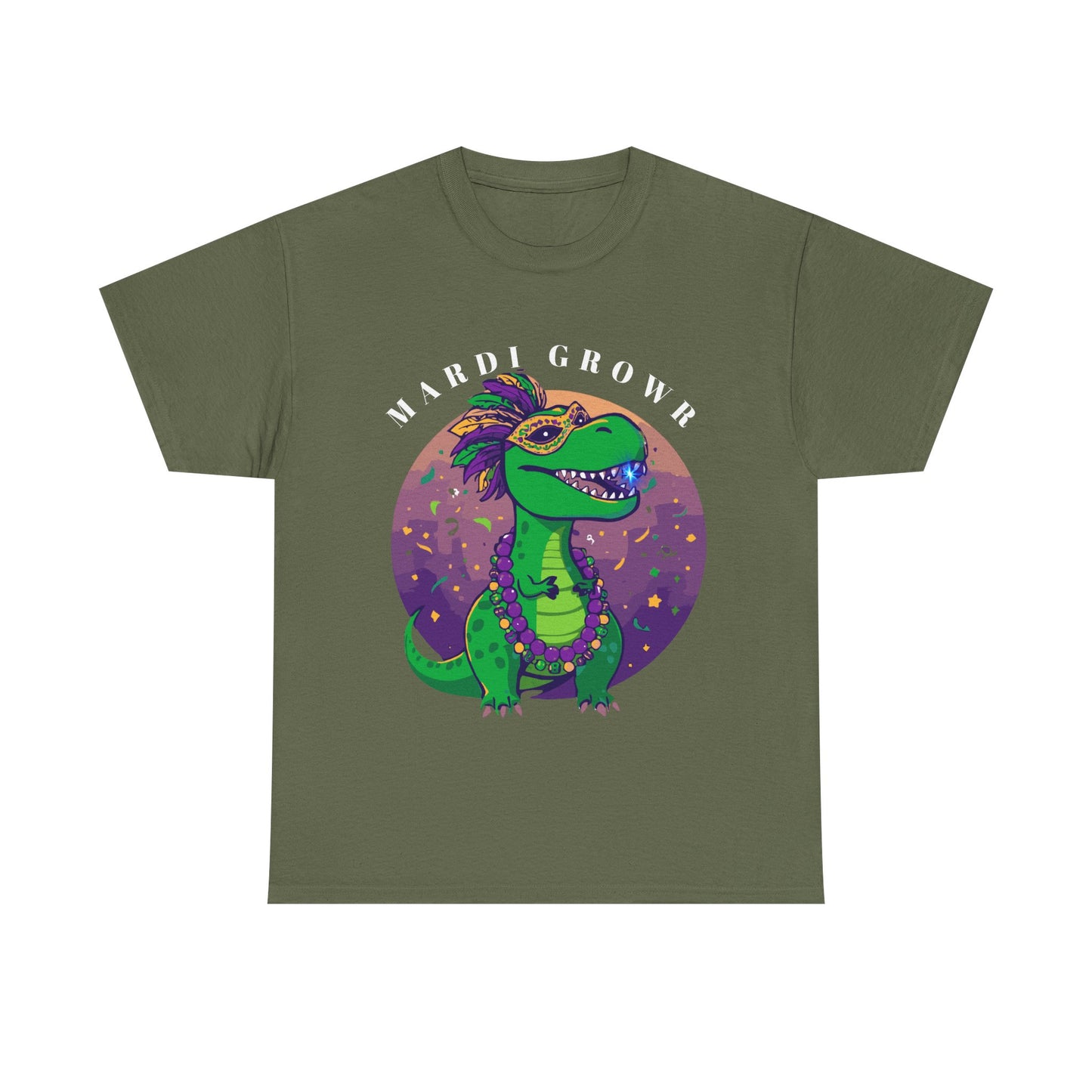 Mardi Gator T-Shirt — Cute Mardi Gras Dinosaur Tee with Beads & Mask