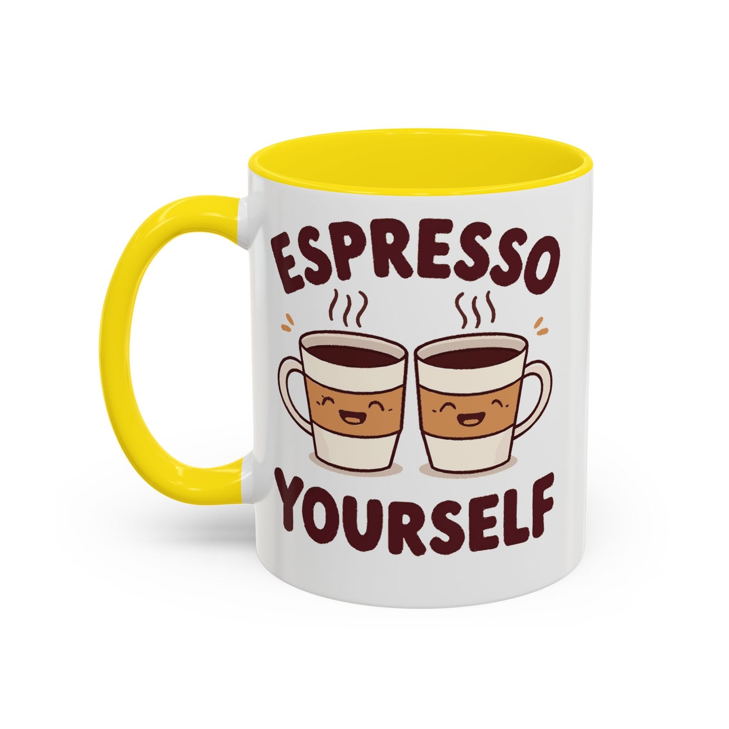 Espresso Yourself Accent Coffee Mug — Cute Coffee Pun Ceramic Mug (11/15 oz)