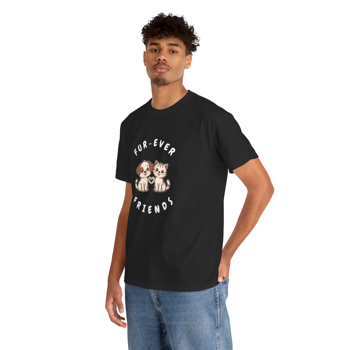 T-Shirt — “Fur-Ever Friends” Cute Puppy & Kitten Graphic Tee